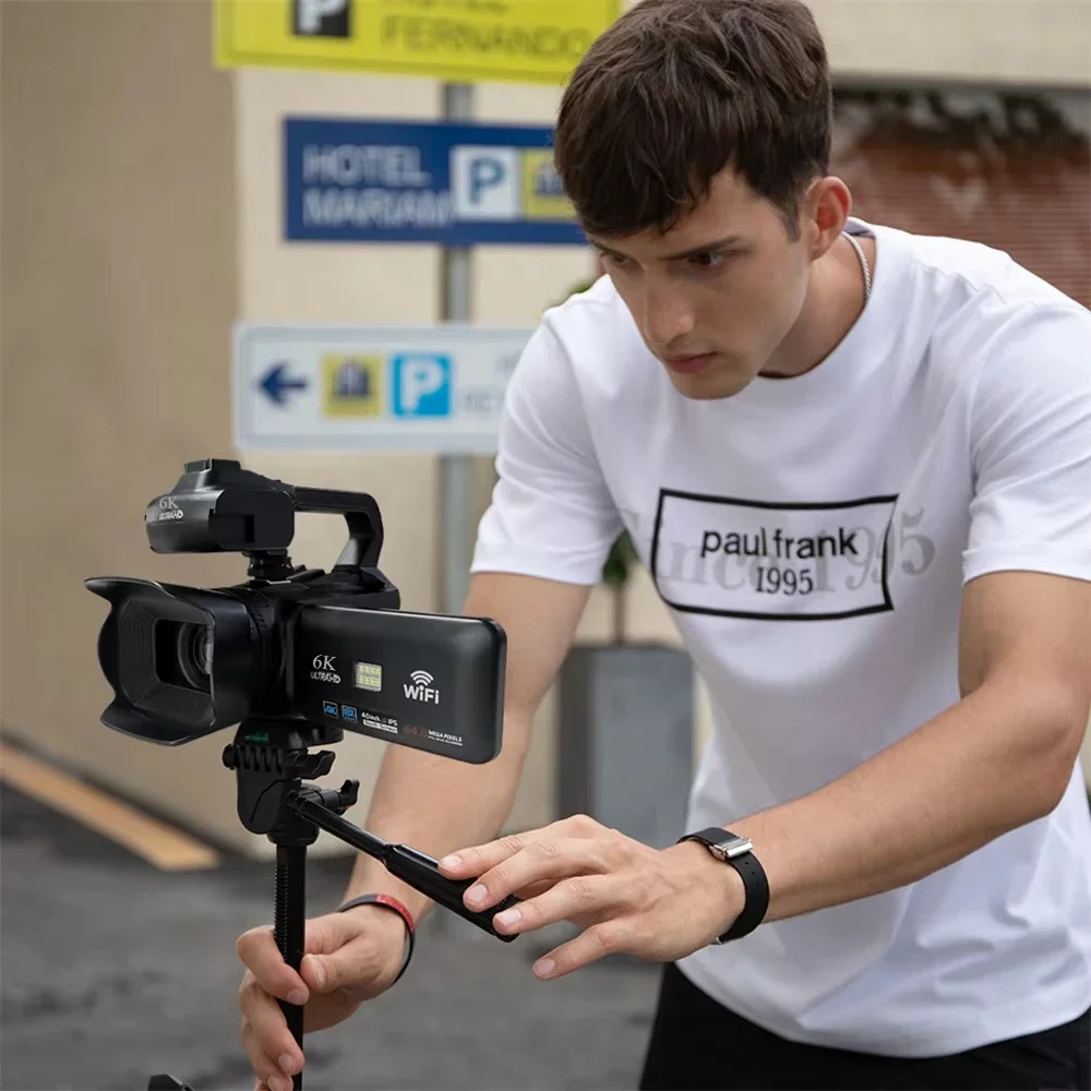 كاميرا فيديو 4K يوتيوب كاميرا فيديو رقمية للبث المباشر واي فاي كاميرا ويب 18X 64MP كاميرا رقمية مسجل مدونة فيديو 4 بوصة شاشة تدوير