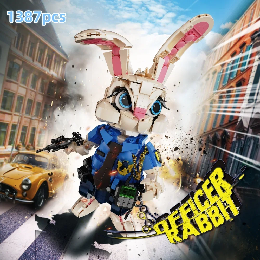 

Creative Building Block Toy Crazy Animal Judy Bunny Rabbit Cute Cartoon Figure Officer Police birthday Gift Adult Children Toy