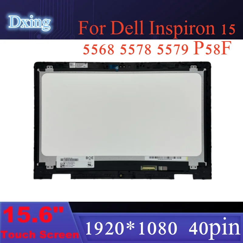Imagem -01 - para Dell Inspiron 15 5568 5578 5579 7569 7579 P58f P58f001 Lcd Touch Display Assembléia Tela 40pin 15.6 para dell inspiron 15 5568 5578 5579 7569 7579 p58f p58f001 lcd touch display assembleia tela 40pin 156 01