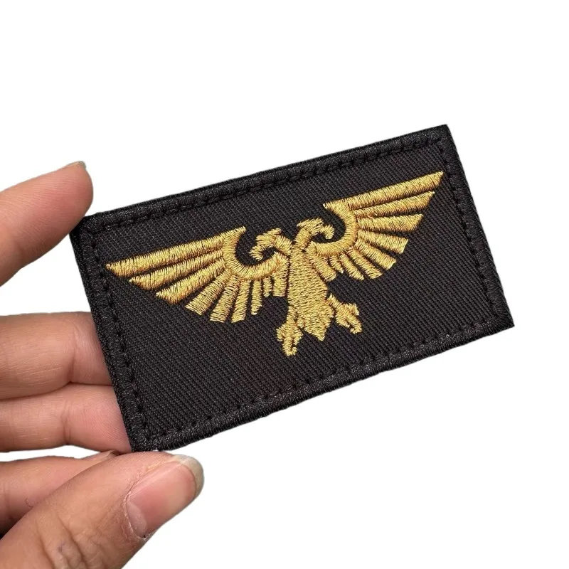 Hot Warhammer 40k Medal Gold Thread Embroidered Armband Double-headed Eagle Epaulet Backpack Hook&Loop Patches for Clothing