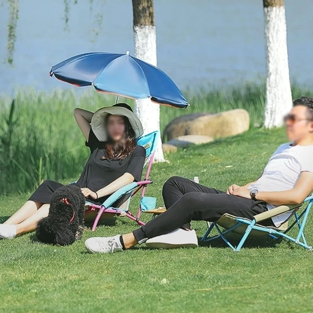 كرسي شاطئ محمول قابل للطي للتخييم في الهواء الطلق مع مسند ظهر قابل للتعديل لصيد الأسماك والراحة