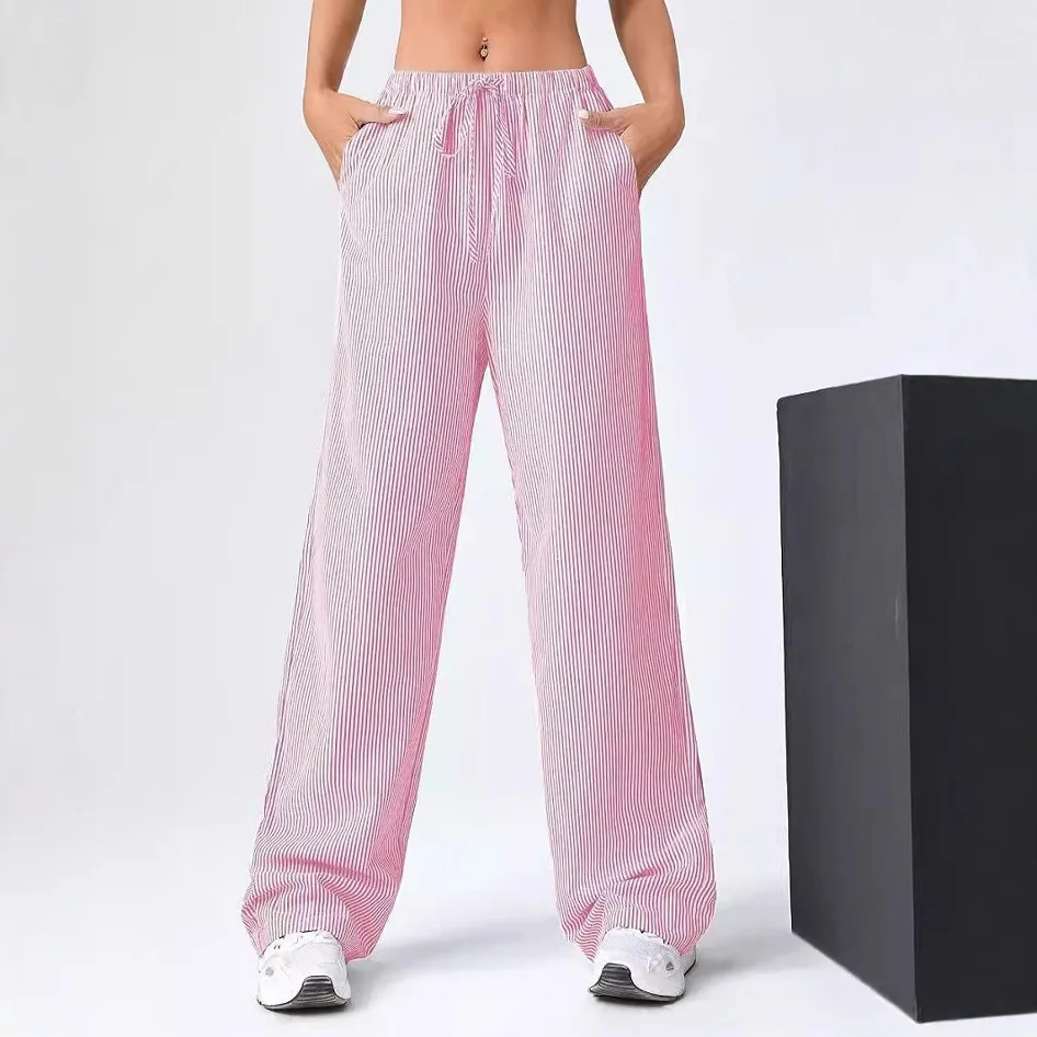 Casual Streifen Hosen frauen Faion Niedrige Taille Gerade Bein Hosen Herbst Neue Sle Abnehmen Wirkung Vaion ular Sle