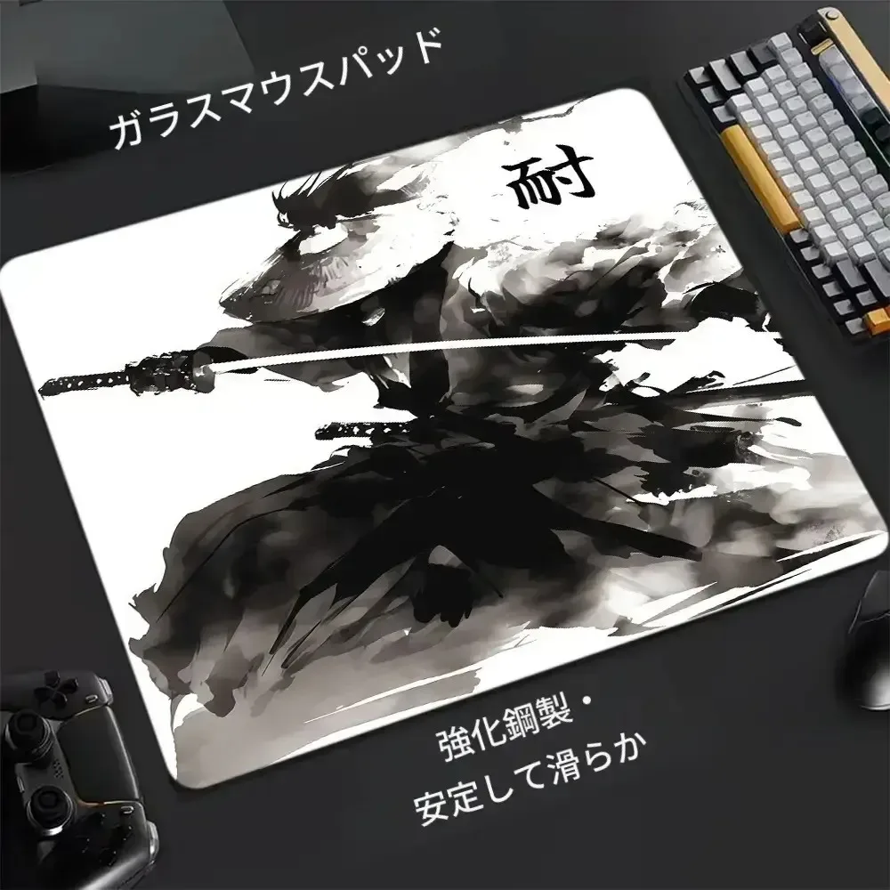 A gaming mousepad featuring Japanese samurai motifs, both esports and office work accesorios escritorio alfombrillas gaming