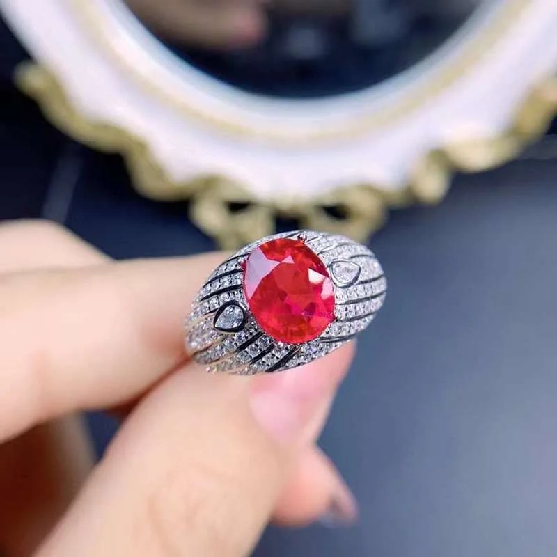 

2022 New Natural Ruby Ring for Women Jew Support Test Red Gemstone Noble Character Real 925 Silver Good Gift