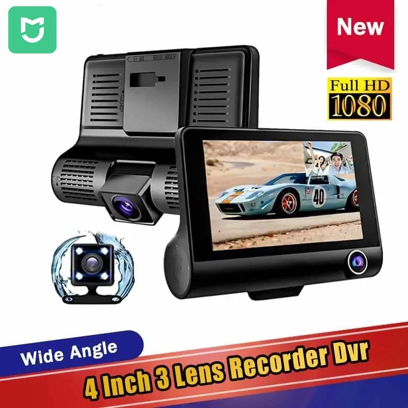 MIJIA DashCam Car DVR 4 Inch Full HD 1080P 3Lens Auto Video Recorder 170 Camera Parking Monitoring Night Vision Camcorder