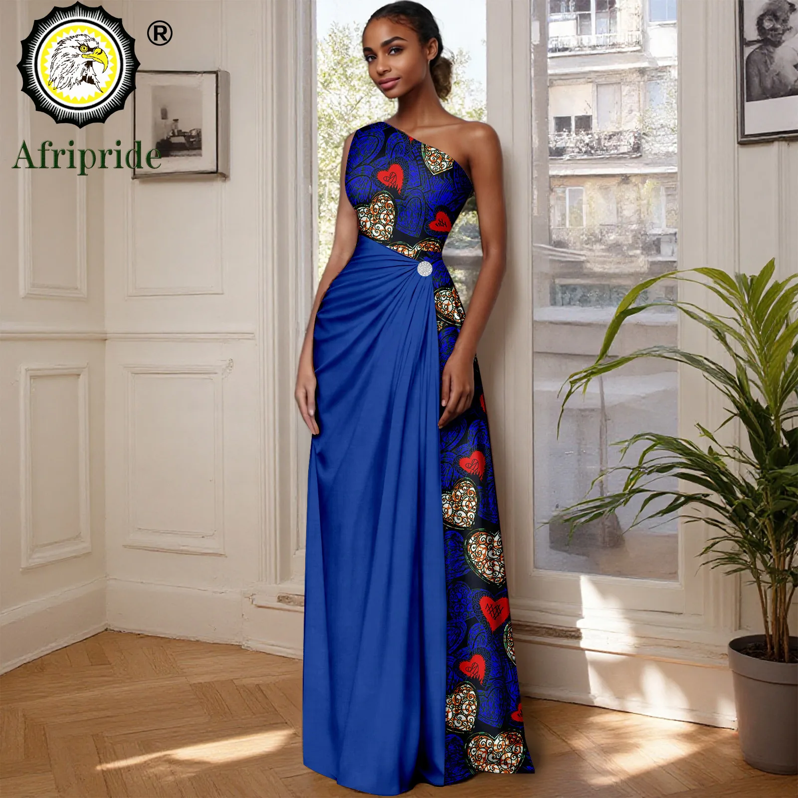 

African Dresses for Women Sleeveless Off Shoulder High Waist Ankara Attire Maxi Dress Print Outfits Slim Fit Party Wear 2525183