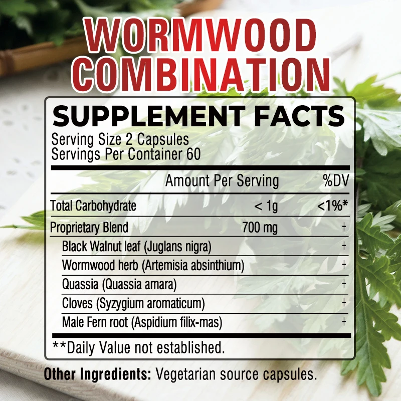 Wormwood Combination - with Black Walnut, Clove - Colon Cleansing and Detoxification, Digestive Health