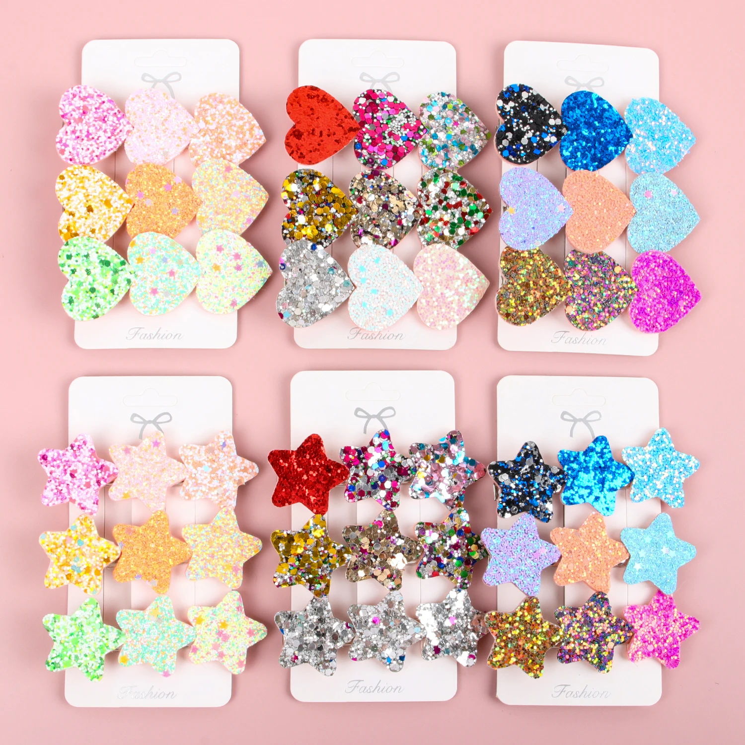 3PCS Colorful Star Hair Clips Women Grils Cute Glitter Heart Hairpin Barrettes Hair Clip Headwear Children Kids Hair Accessories