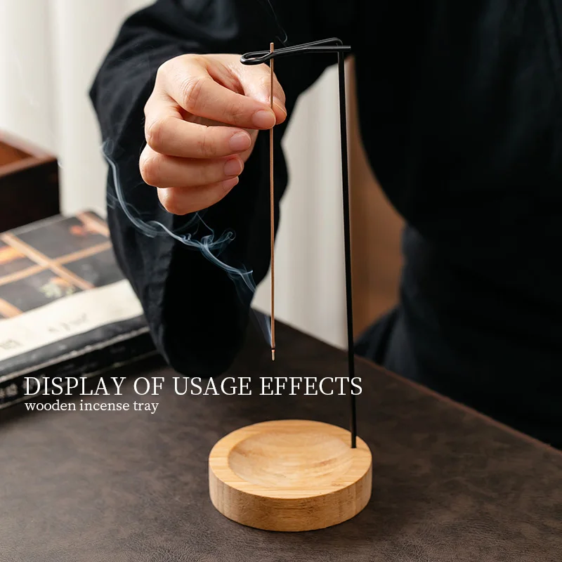 Quemador de incienso circular retro de madera – Soporte decorativo - imagen 2