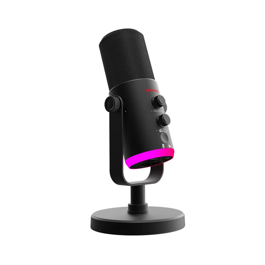 Microfone Gamer Sem Fio com Cancelamento de Ruído AI 5.3 XLR USB Condensador RGB Zero Latência para PC, Streaming e Gravação de Podcast