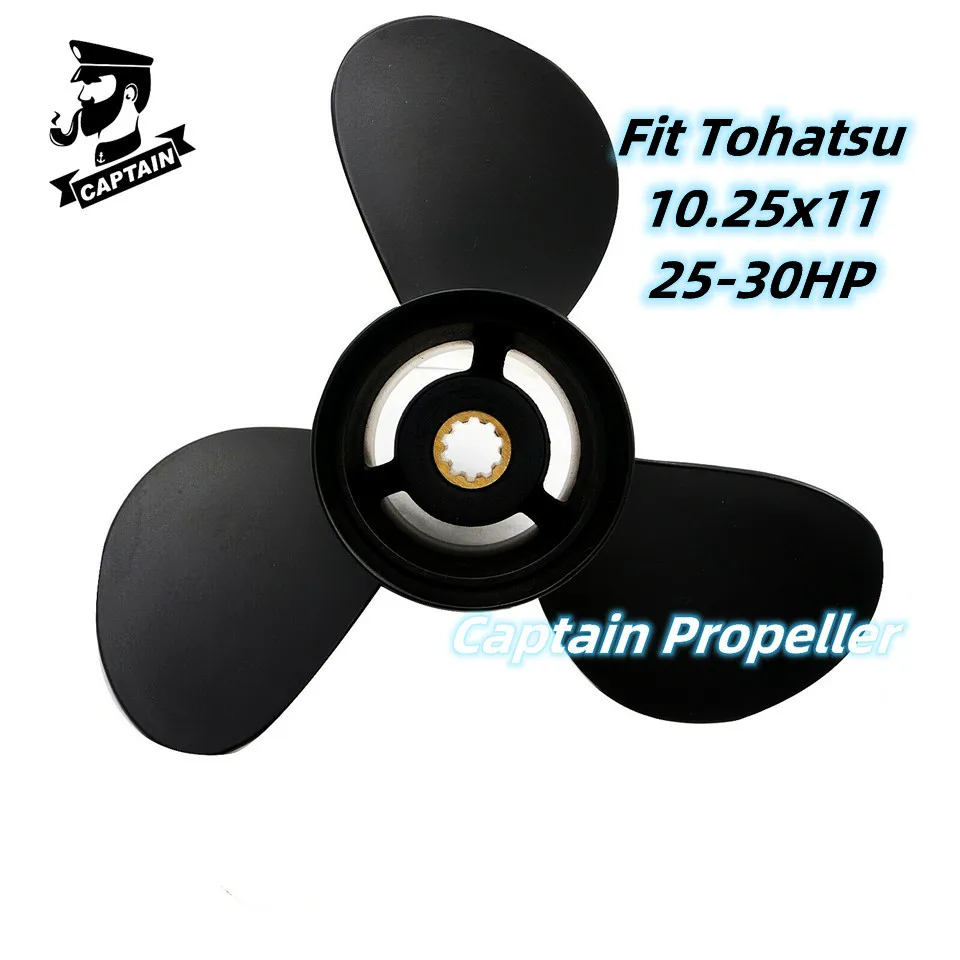 Captain Boat Propeller 10.25x11 Fit Tohatsu Outboard Engine 25 HP 30 HP Motor Aluminum Alloy Screw 3 Blade 10 Tooth Spline RH