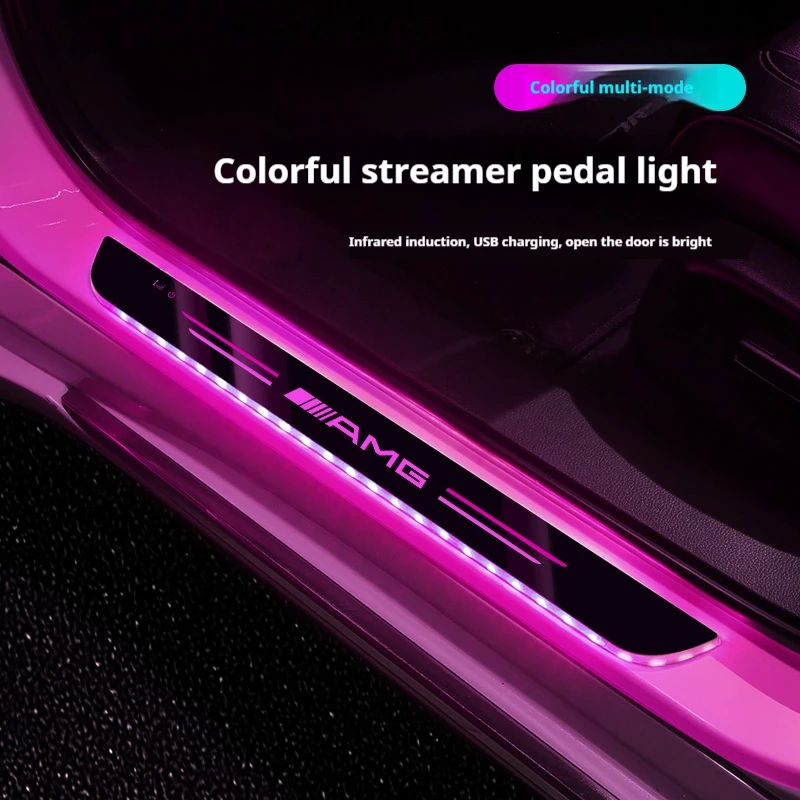 

For Mercedes-Benz AMG A C E V Class Sprinter GLC ML SLK SL Vito GLA GLK CLA Car LED Wireless Welcome Pedal Light Door Sill Light