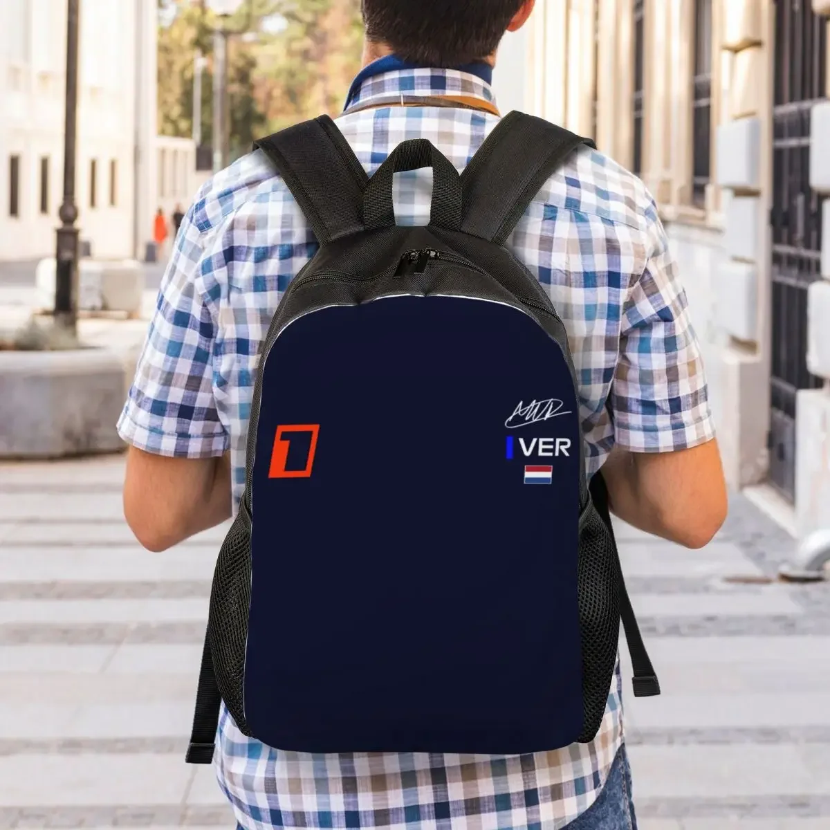 Custom Max Dutch Flag Number 1 Racing Car Driver Travel Backpack Men Women School Computer Bookbag College Student Daypack Bags