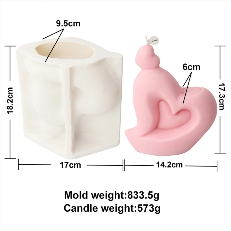 Molde vela forma coração elegante, molde sabão silicone 3d para artesanato diy, molde resina, dropshipping