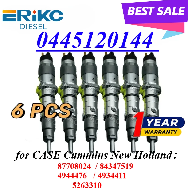6PC 0445120144 Diesel Auto Injectors 0 445 120 144 Pump Parts 0445 120 144 Engine Sprayer Fit for CASE CUMMINS  4944476