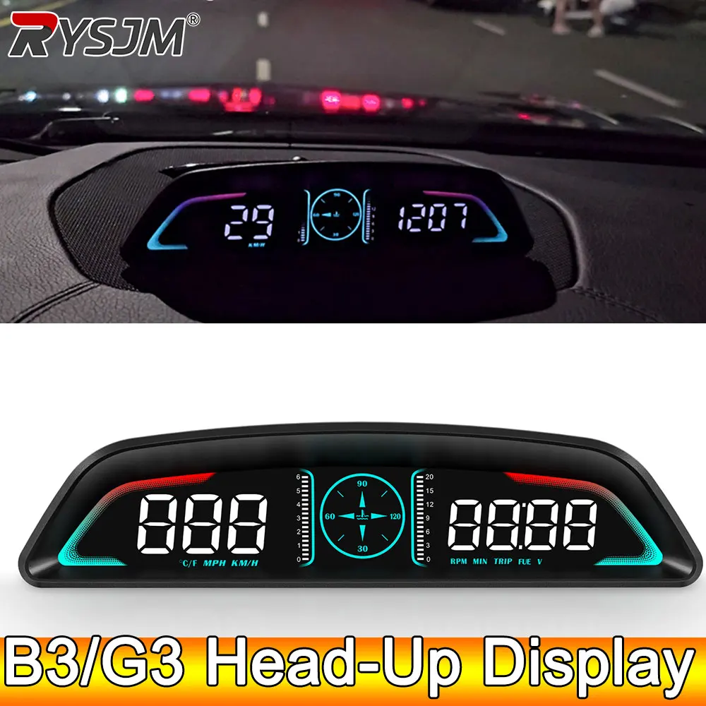 【セール中】AD Car B3 OBD HUD G3 GPS HUD ヘッドアップディスプレイ デジタルスピードメーター 速度超過アラームクロック RPM 電圧 水温計