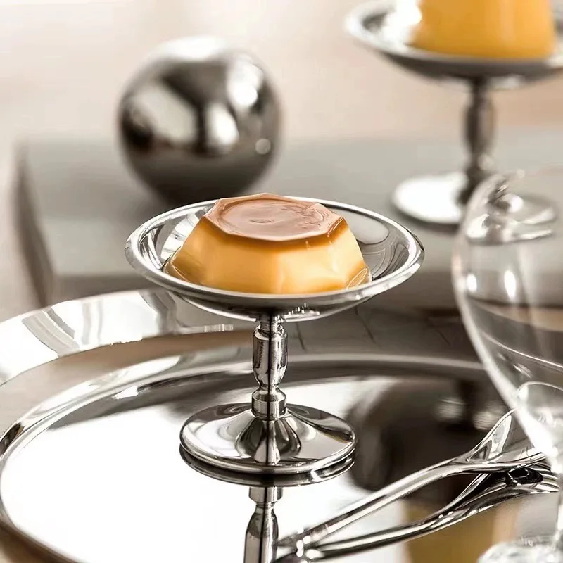 Tazón Retro de Acero Inoxidable 304 de Patas Altas para Postres, Pudín, Helado, Estilo Japonés, Utensilios de Comedor, Cesta para Frutas