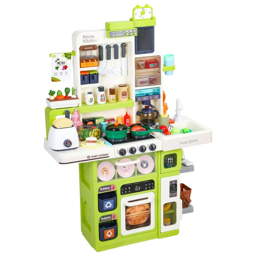 

101Pcs/Set Children Pretend Play Kitchen Set with Sound Stove, Lights, Music, Faucet, Sink, and Play Food, Toy Kitchen