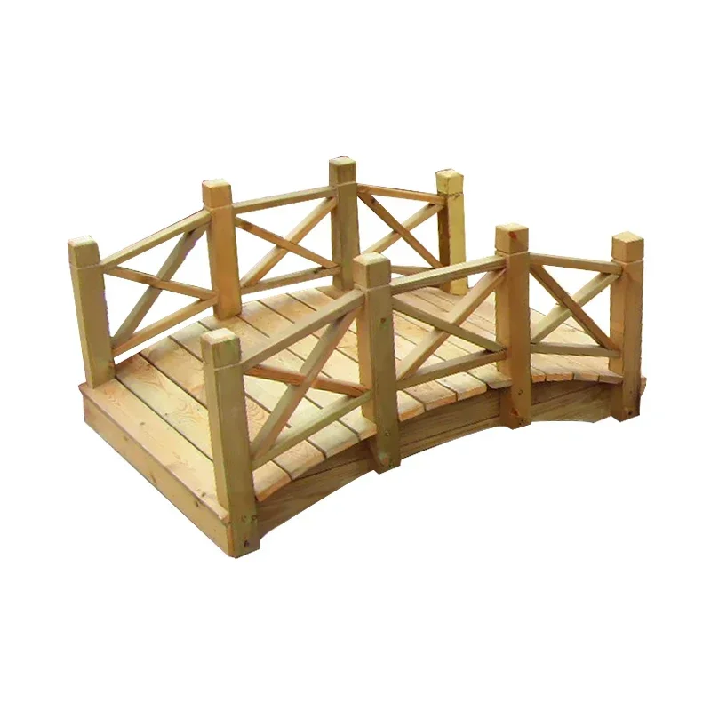 

Outdoor anticorrosive wooden arch bridge garden kindergarten fish pond curved bridge courtyard park landscape antique wood