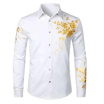 Erkek gömleği desen gömlek açık sokak uzun kollu baskılı giyim moda sokak giyim tasarımcısı rahat nefes