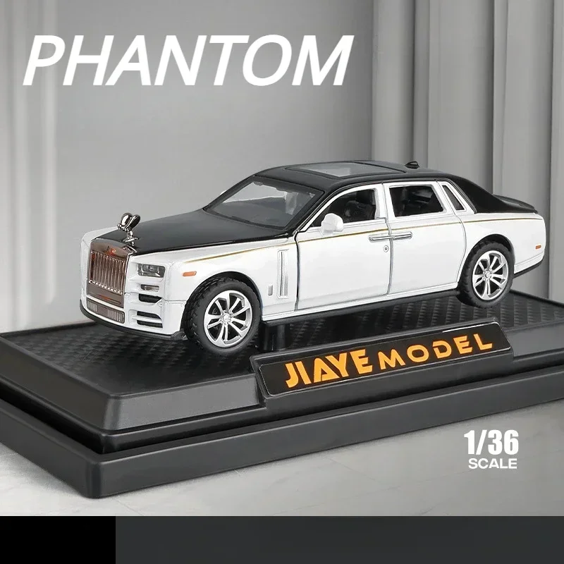 1:36 Rolls Royce Phantom High Simulation Diecast Metal Alloy Model Car Sound Light Pull Back Collection Kids Toy Gifts