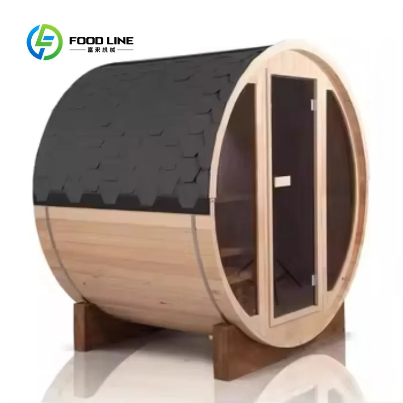 Custom Outdoor Wood Barrel Sauna Cedar Finish Glass Door Patio Garden Bulk Purchase Big Savings Resort Home Spa Extra Benefits