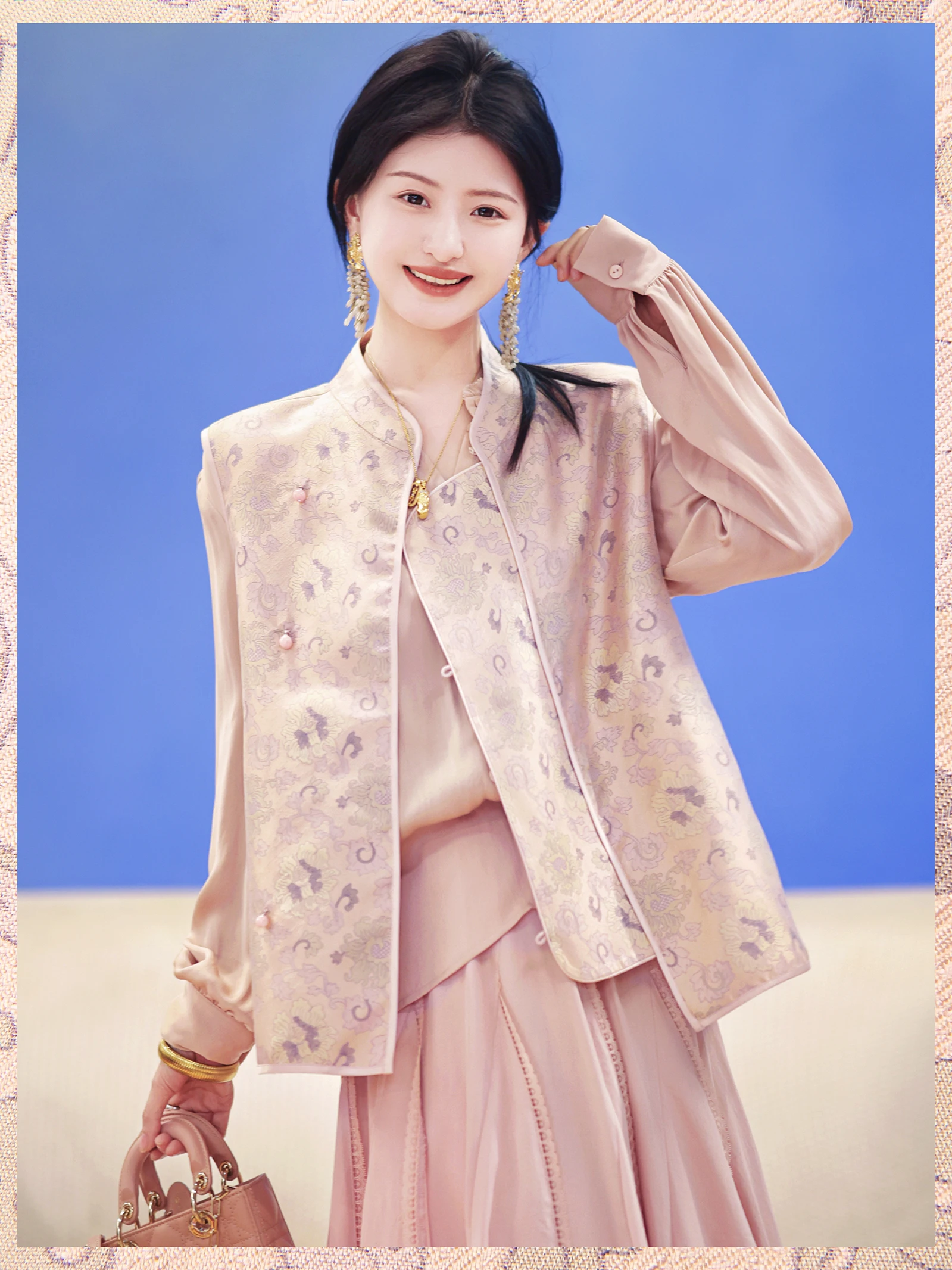 

Ele Silk Tang Suit Vest 00% Silk Song Jin Chinese Sle Old Money Fine Wind Vest Zhao Daxi Commute Sle Pure C...