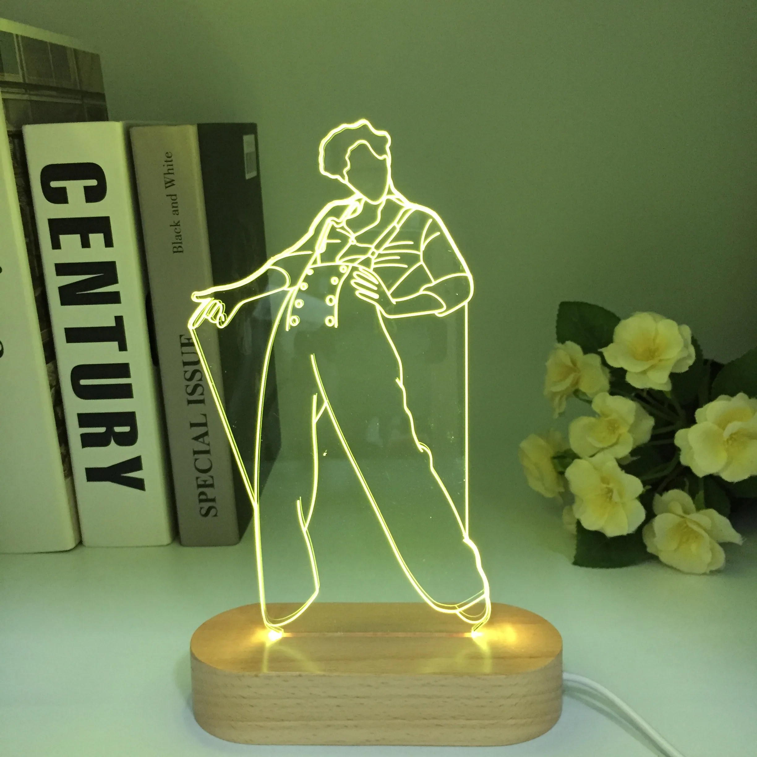 Art Wooden Harry Figure 3D Night Light Touch Projection Style Display Suitable For Gifts Children Room Decoration Bedside Lamp