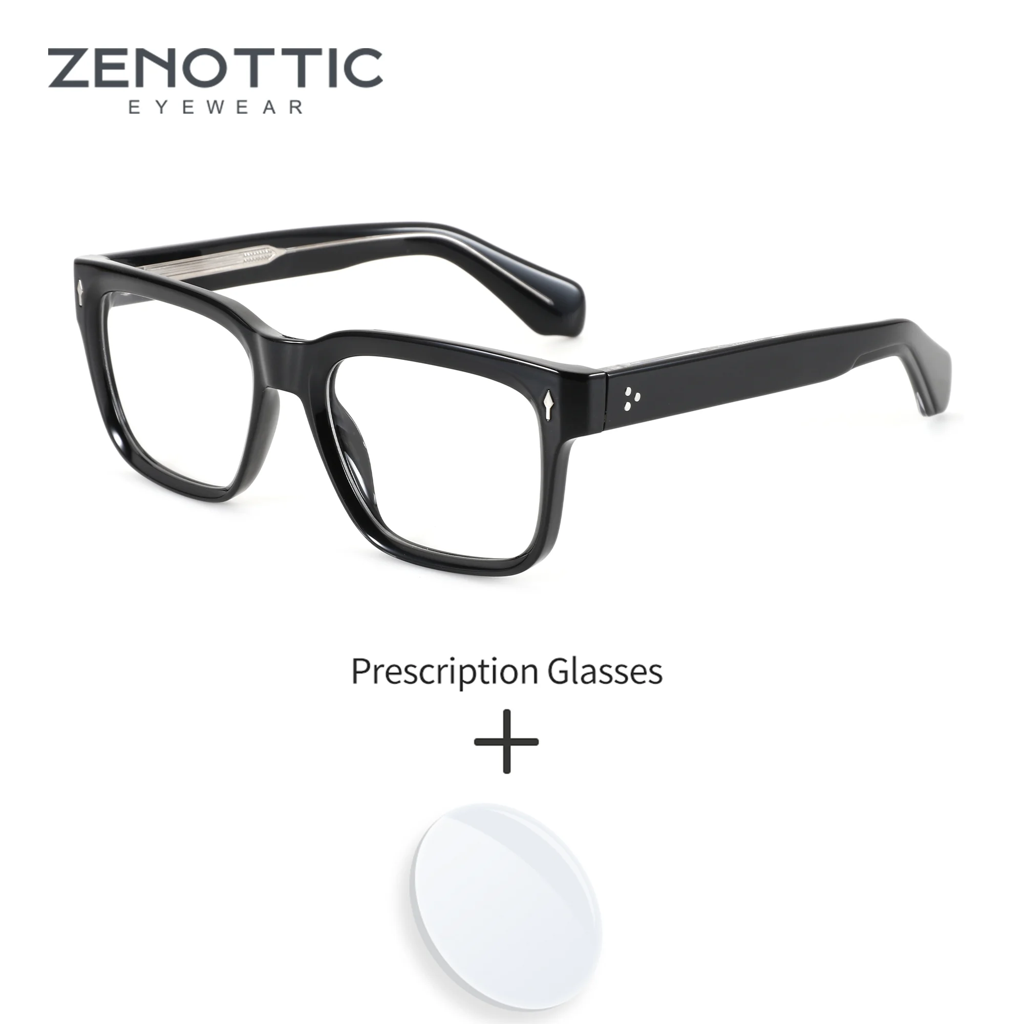 

ZENOTTIC L Size Mens Fashion Rectangle Glasses Durable Acetate Frame Myopia Correction With Photochromic