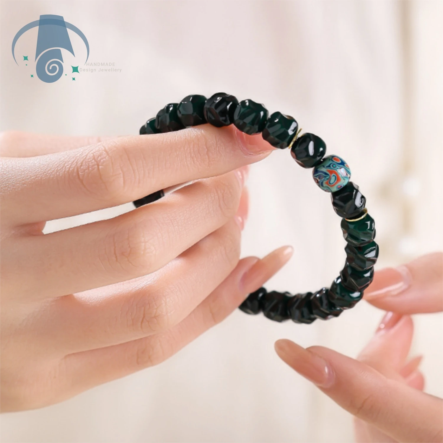 Natural Niangniang Green Bodhi Root Bracelet Exquisite Formless Carving Buddhist Mala Beads Unisex Wristband Premium Cultural