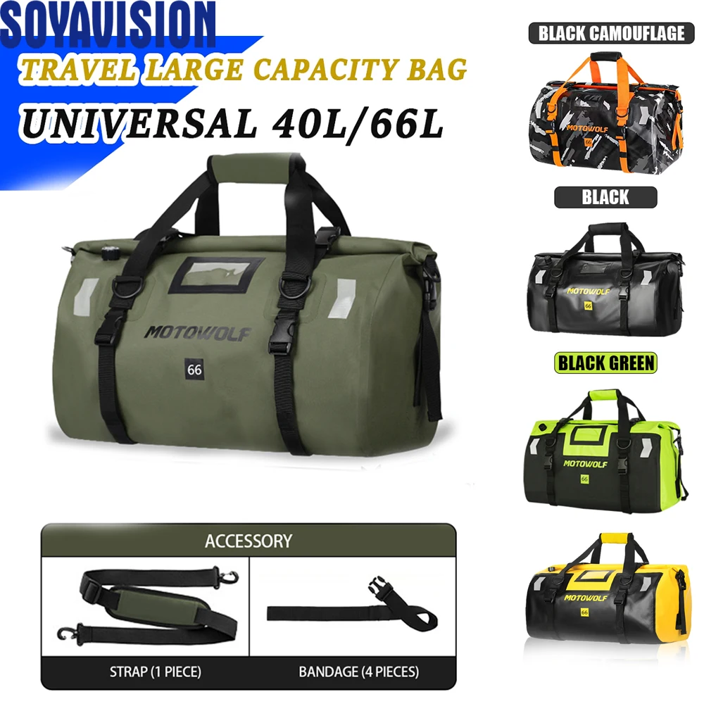 Waterproof Duffel Bag 40L/66L Motorcycle Travel Dry Bag for Motorcycling Boating Kayaking Camping Fishing Outdoor Adventure