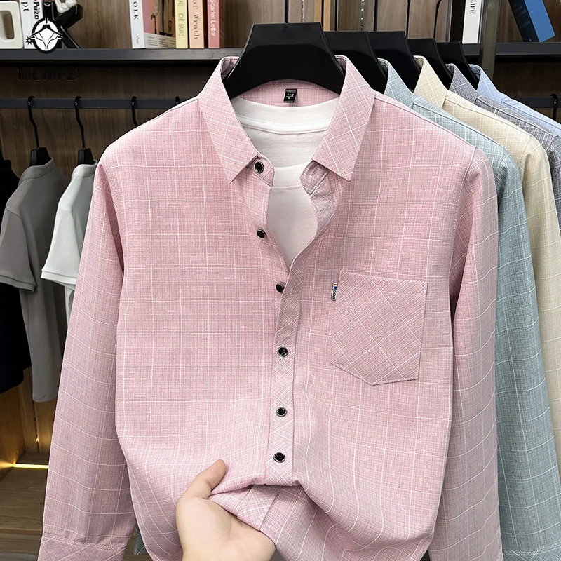

Men Regular Fit Plaid Short Sleeve Shirt Button Up Business Office Tops With Chest Pocket For Men Daily Work Use