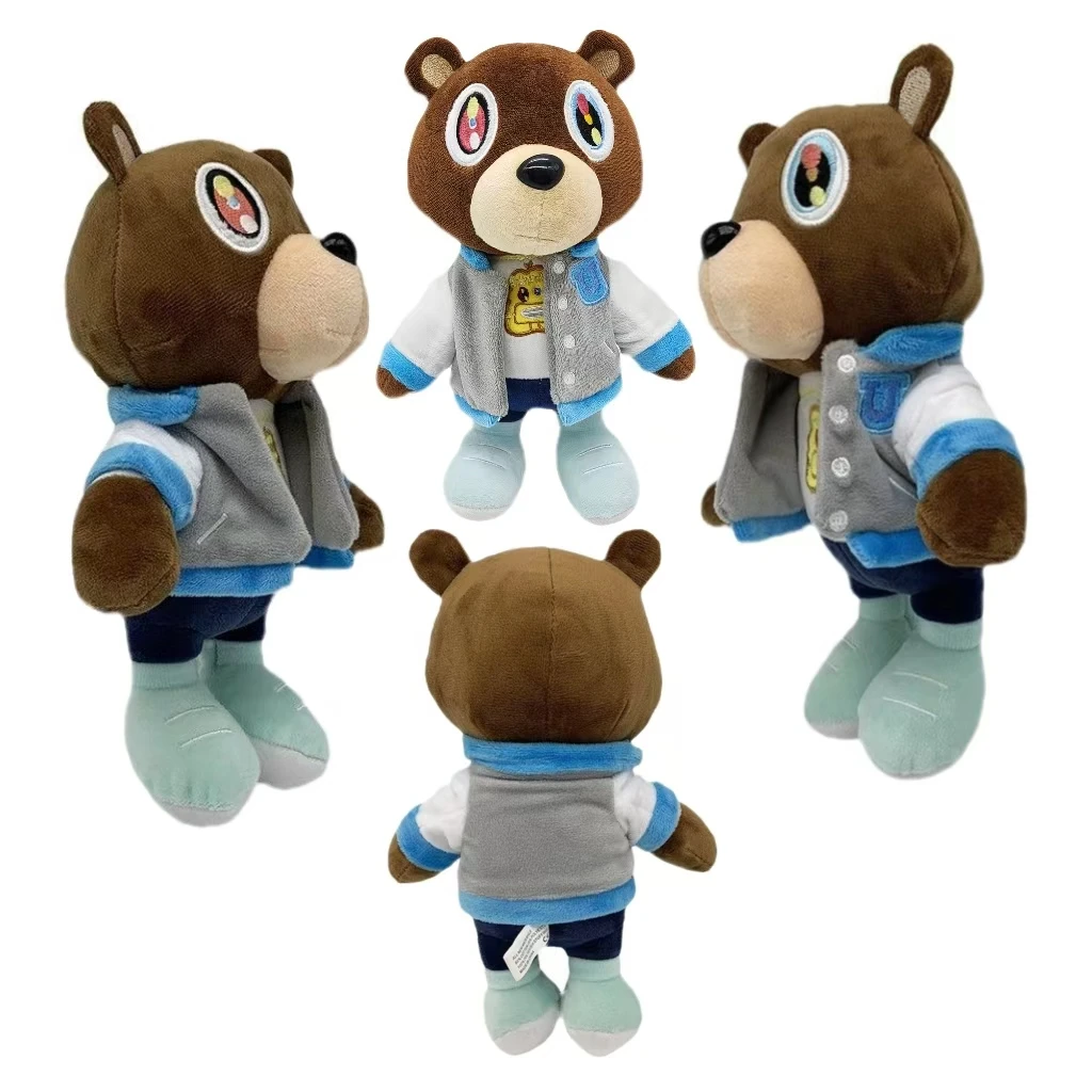 26cm Kawaii Kanye pluszowy miś Kanye West ukończenie szkoły miękkie wypełnienie dekoracja pokoju domowego prezent urodzinowy pamiątkowy prezent