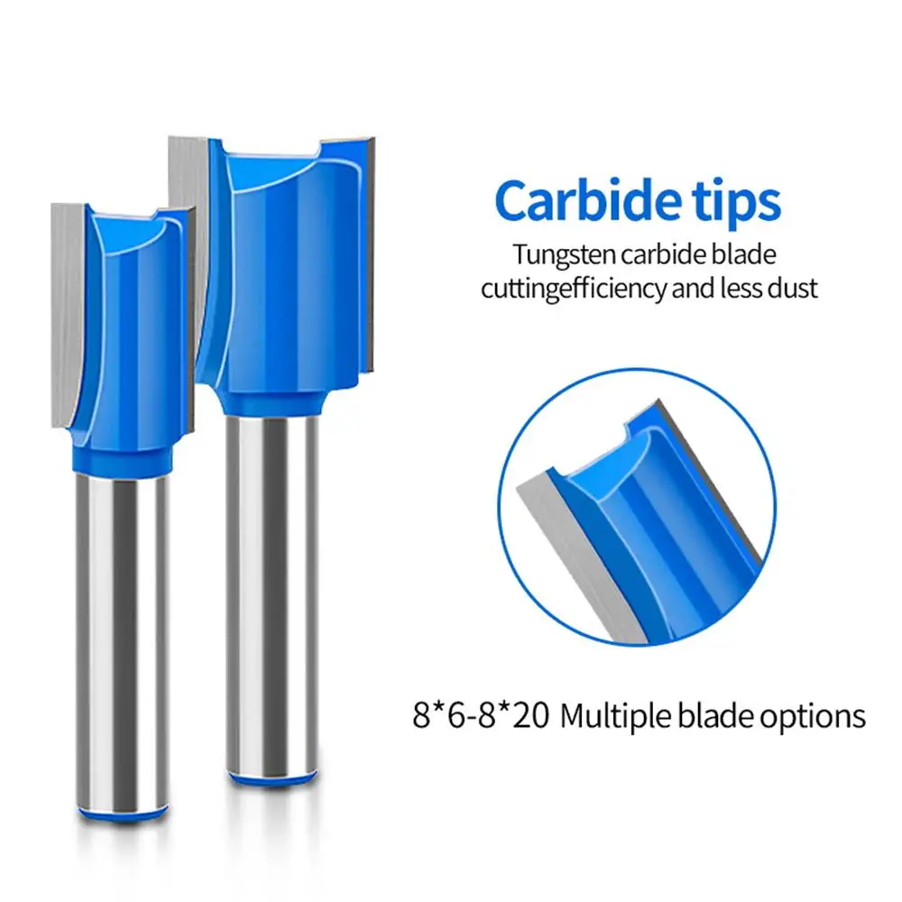 8mm Shank Straight Bit Woodworking Router Bits Set Wood Milling Cutter For CNC Cutting Carpenter Tools 6/8/10/12/14/18/20mm