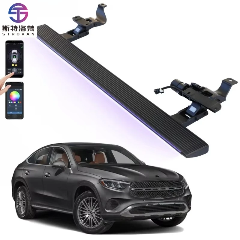 

STLF CLRAK Electric Retracting Side Steps Power Running Boards with LED Light for 2020 2022 Mercedes Benz GLC Class X253 200 250