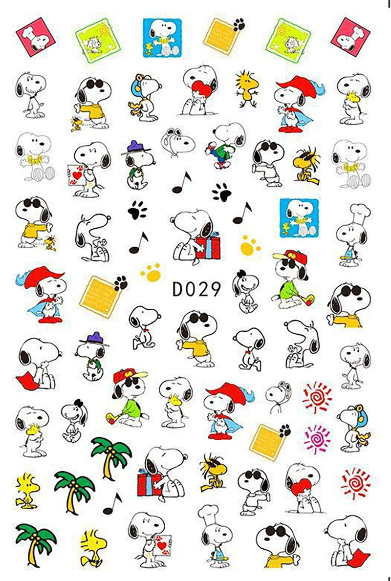 Miniso Snoopy Cartoon Nail Stickers Disney Animation Nail Art Decoration Cute Stitch Stickers Disney Princess Nail Art Decals