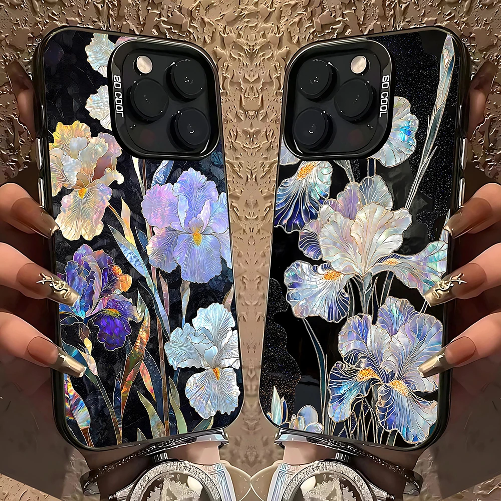 Mother Pearl Floral Phone Case For iPhone 17 17e 16e 16 15 14 13 12 11 mini Pro Max XR XSMAX Air Plus Anti Fall Matte Back Cover