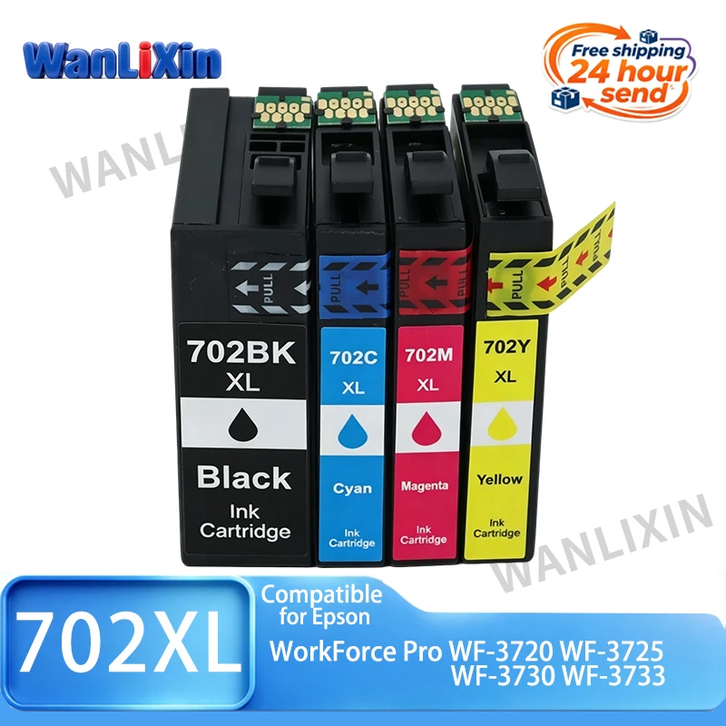 1/2/3/4/5 SETS 702XL 702 T702 T702XL Ink Cartridge Compatible for Epson Workforce Pro WF-3730 WF-3733 WF-3720 WF-3725 Printers