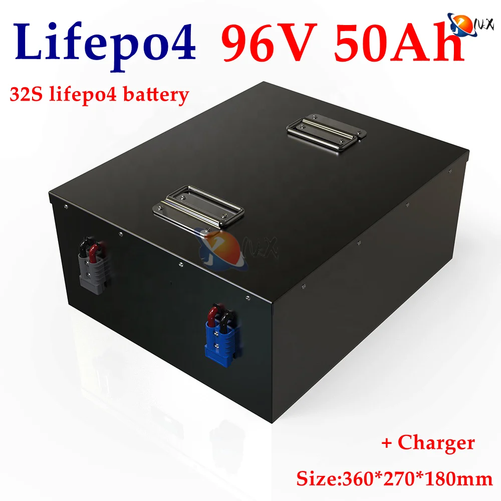 

YNX lithium 96v 50Ah Lifepo4 battery pack BMS 32S 102V for AGV inverter vehicle scooter Motorcycle 8000W Forklift + 5A charger