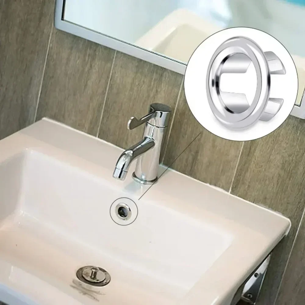 Gootsteen Overloop Ring Afvoer Cover Vervanging Badkamer Aanrecht Wastafel Trim Overloop Cover Gat Insert Ronde Caps