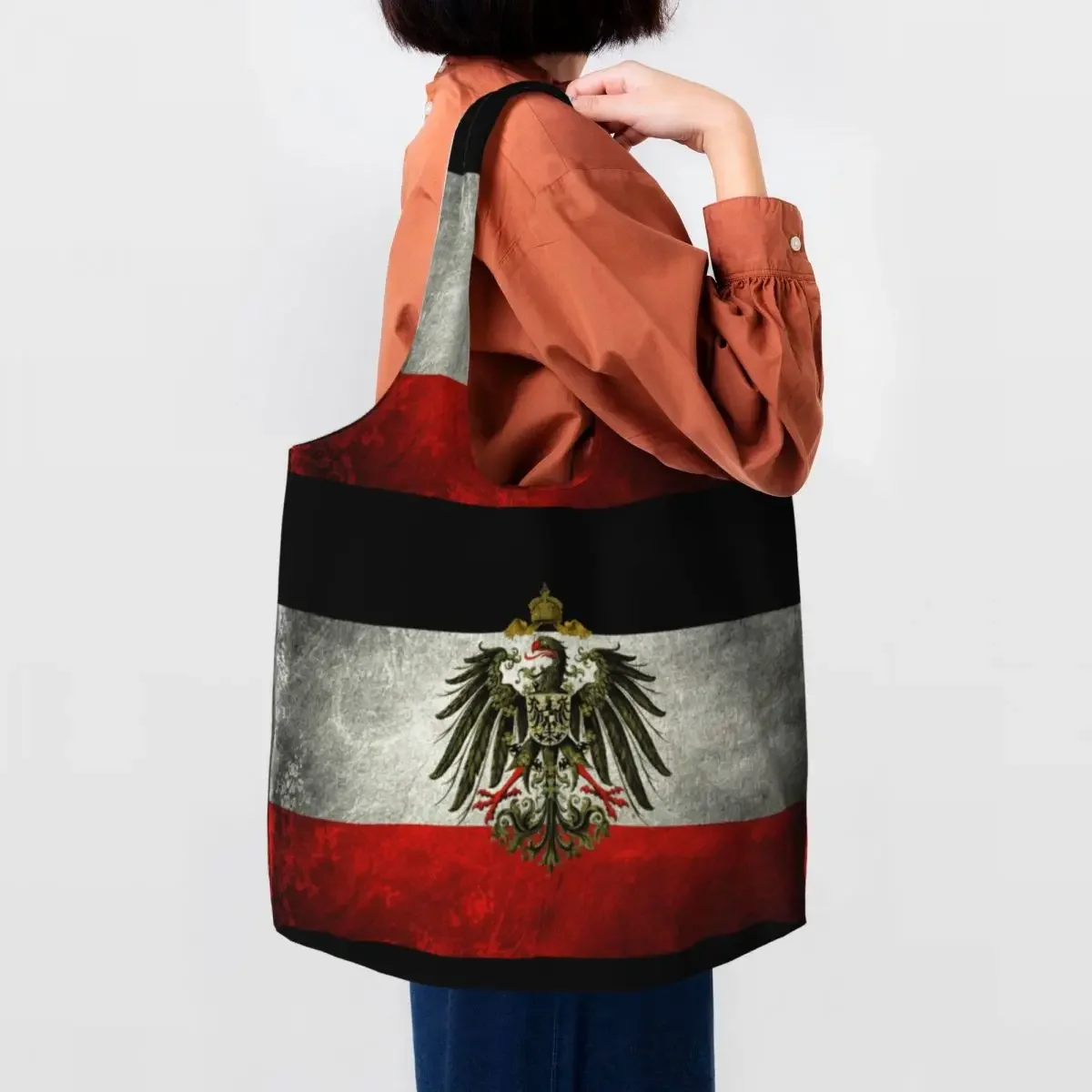 

Kawaii German Empire Flag Germany Shopping Tote Bag Recycling Canvas Grocery Shopper Shoulder Bags Handbags