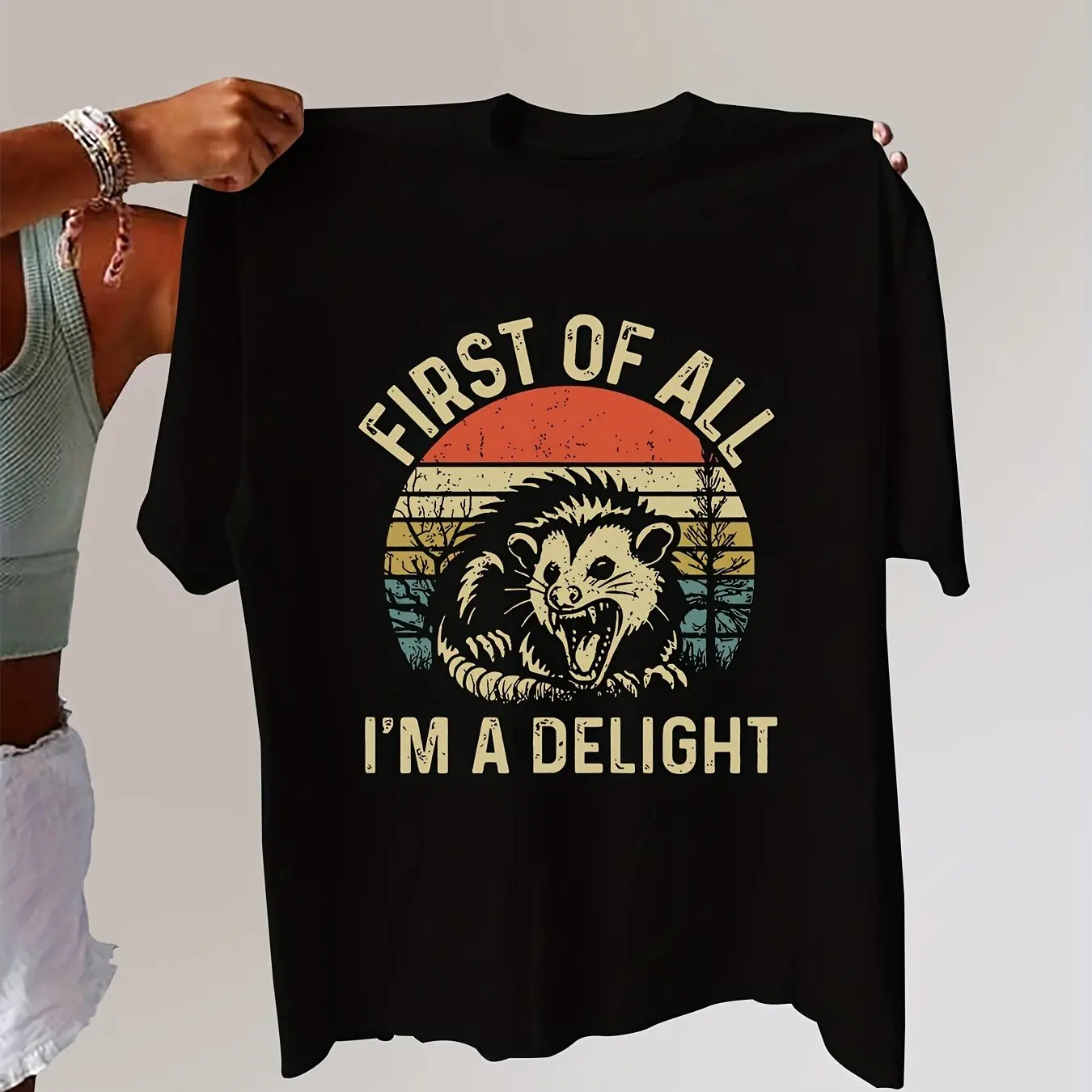 

Женская футболка больших размеров в стиле ретро с буквенным принтом, дышащая из чистого хлопка, модная и универсальная уличная одежда унисекс большого размера