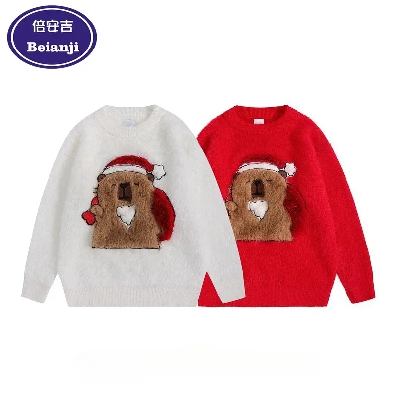 عيد الميلاد الشتاء الرجال مبطنة بالقطن أوروبا والولايات المتحدة تصميم الشعور لينة شمعي زوجين سترة الشعر فضفاضة