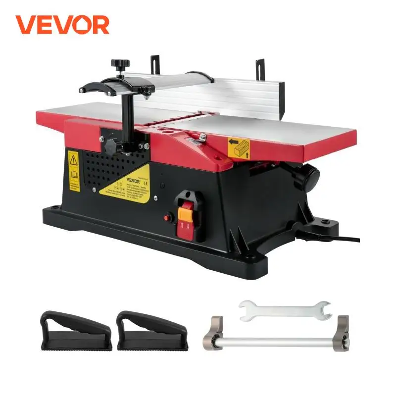 VEVOR Large Benchtop Jointer 6in 1650W pianificatore di legno elettrico 12000rpm 8amp motore in rame HSS lama precisa con 2 blocchi di spinta