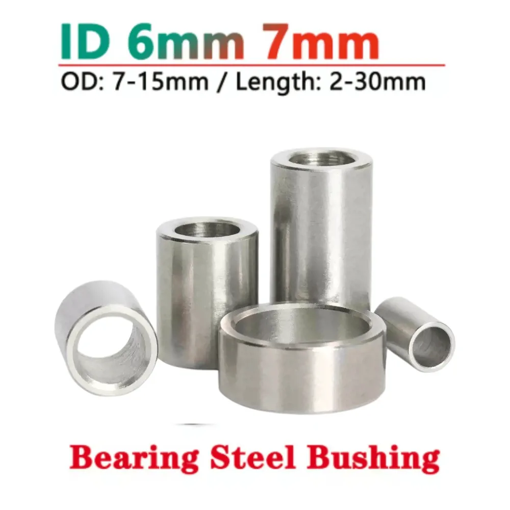 1/10pcs Steel Bearing Bushing ID6 7mm OD7-15mm L2-30mm Hollow Round Shaft Sleeve Wear Resistant Guide Spacer Hardware