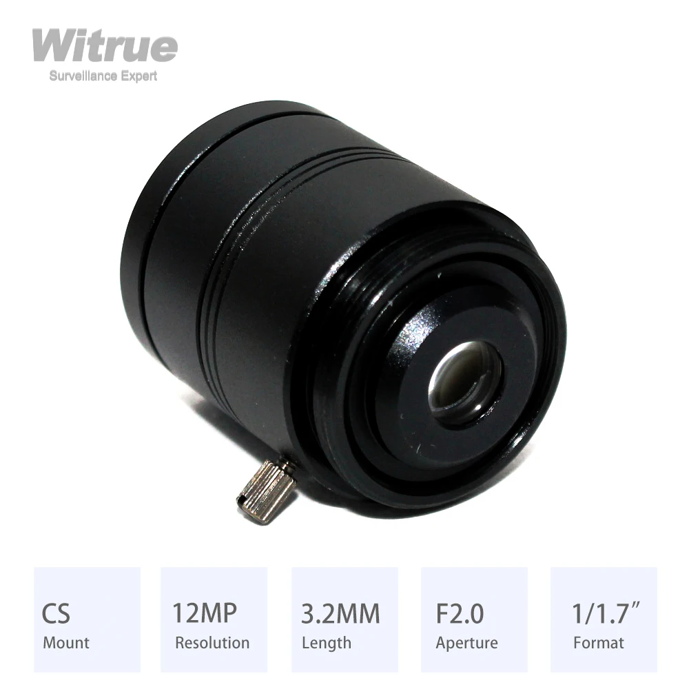 Witrue HD 12MP CS Mount CCTV Lens 3.2MM Wide View Angle 150 Degree Aperture F2.0 Format 1/1.7\