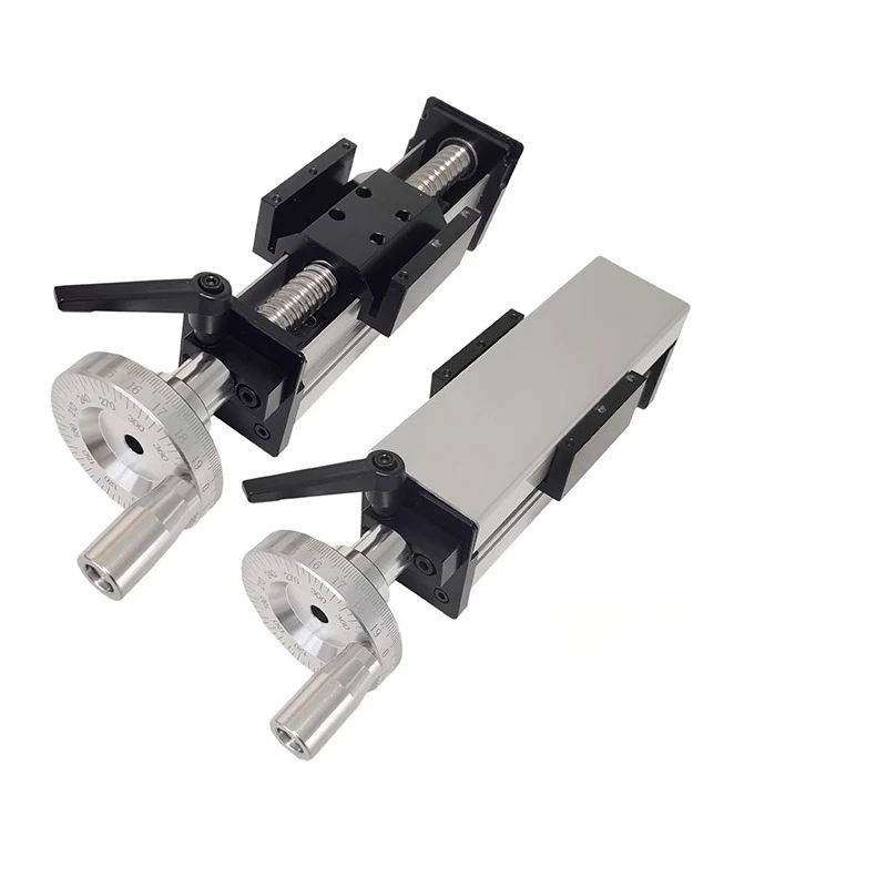 

Transmission ball screw linear guide slide motion module including manual rocker cross lift