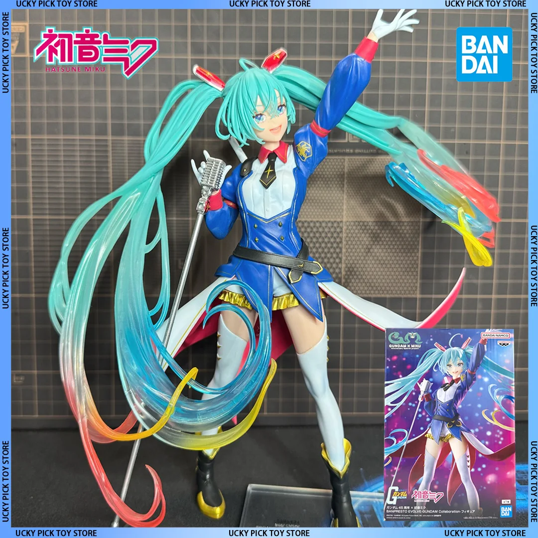 

21cm Original Bandai Bpev Banpresto Evolve Gundam Collaboration Hatsune Miku Collections Model Toy Figures Gift