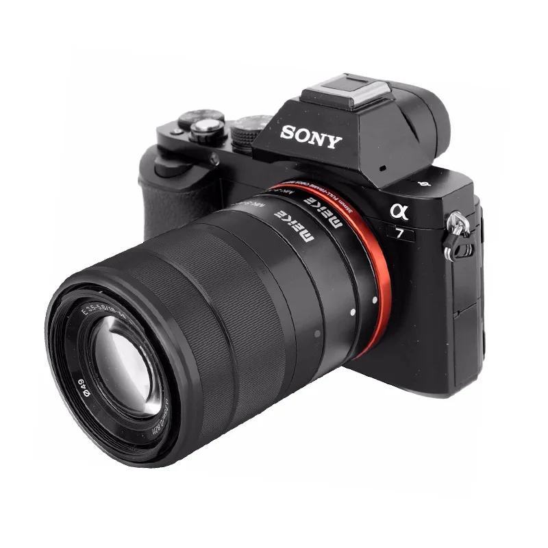 Meike MK-S-AF3A أنبوب تمديد ماكرو معدني بتركيز تلقائي 10 مللي متر 16 مللي متر لكاميرا Sony Mirrorless a6300 a6000 a7 a7SII NEX E-Mount