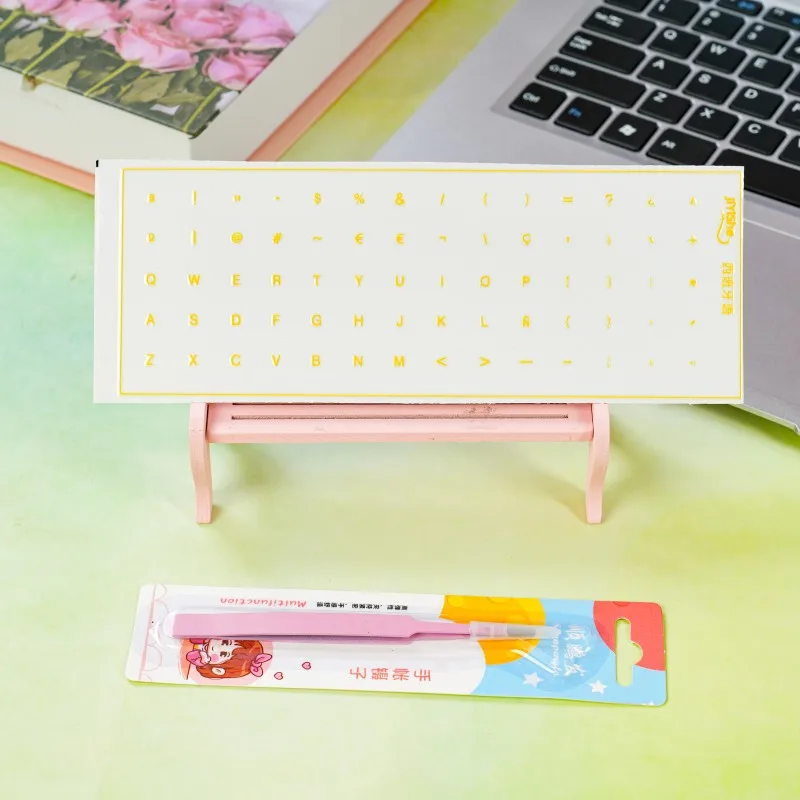 Suitable for (Spanish) Keyboard Stickers, Desktop and Laptop Key Stickers, Transparent Peel-Off Film with Lettering, Side-Engraved Stickers